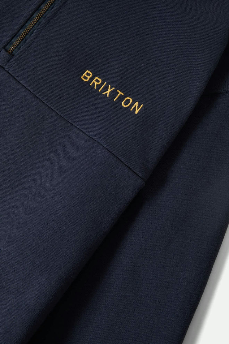 Brixton Embroidered Heavyweight Half Zip - Mood Indigo
