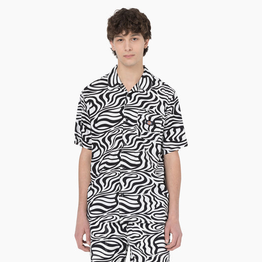 Dickies Zebra Print Button-Up Shirt - Black/White