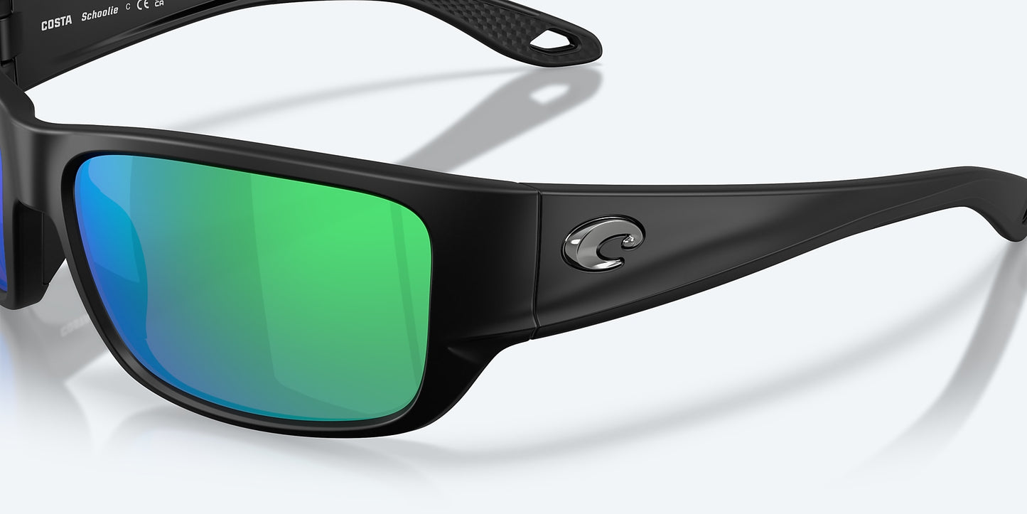 Schoolie Matte Black w/ Green Mirror 580P