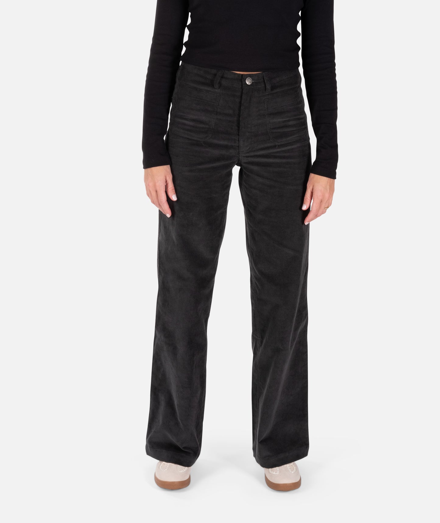 Jetty Whaler Corduroy Wide Leg Pants - Charcoal
