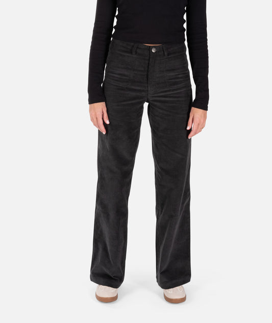 Jetty Whaler Corduroy Wide Leg Pants - Charcoal