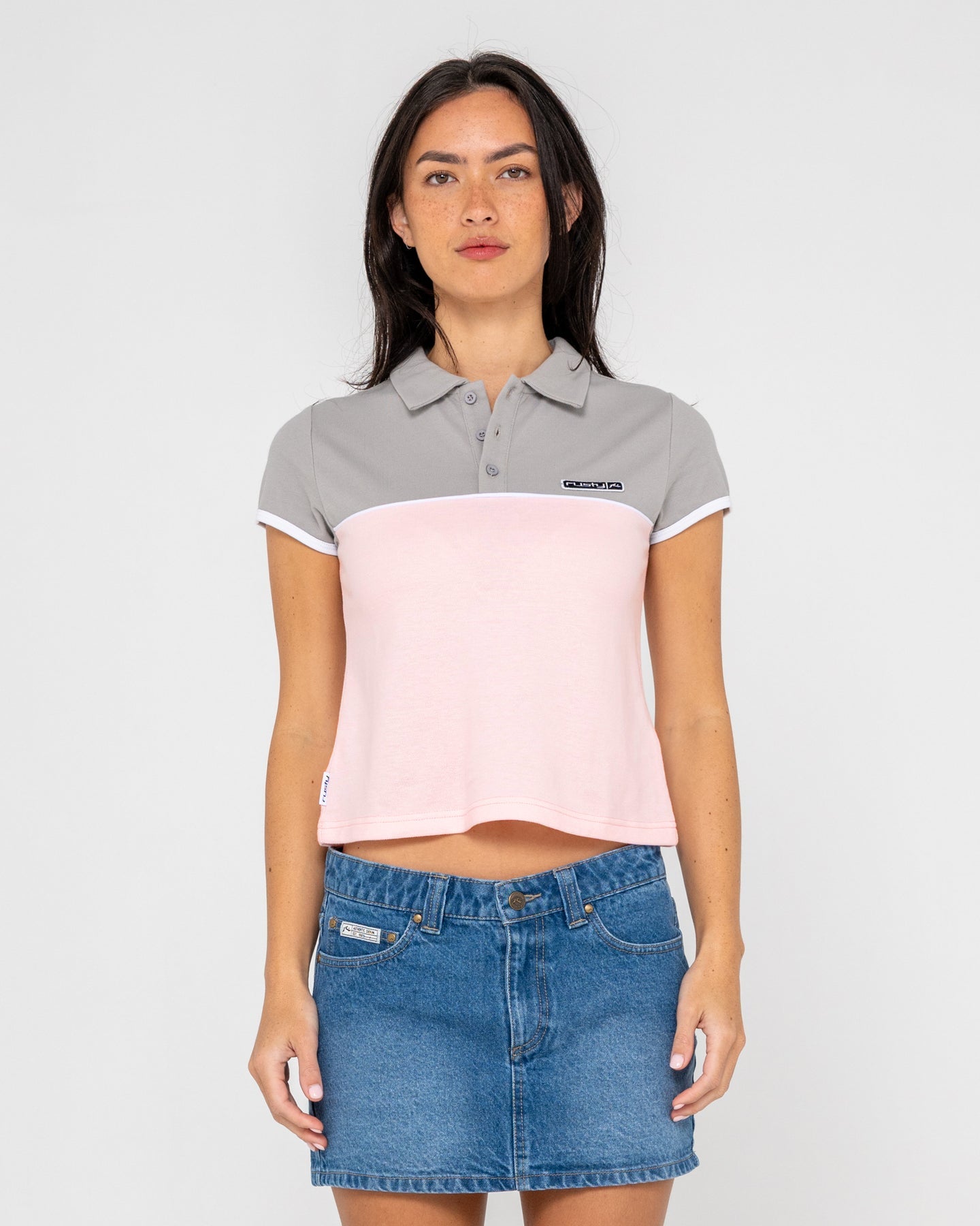 Rusty Insert Dad Joke Baby Polo Tee - Pink/Grey