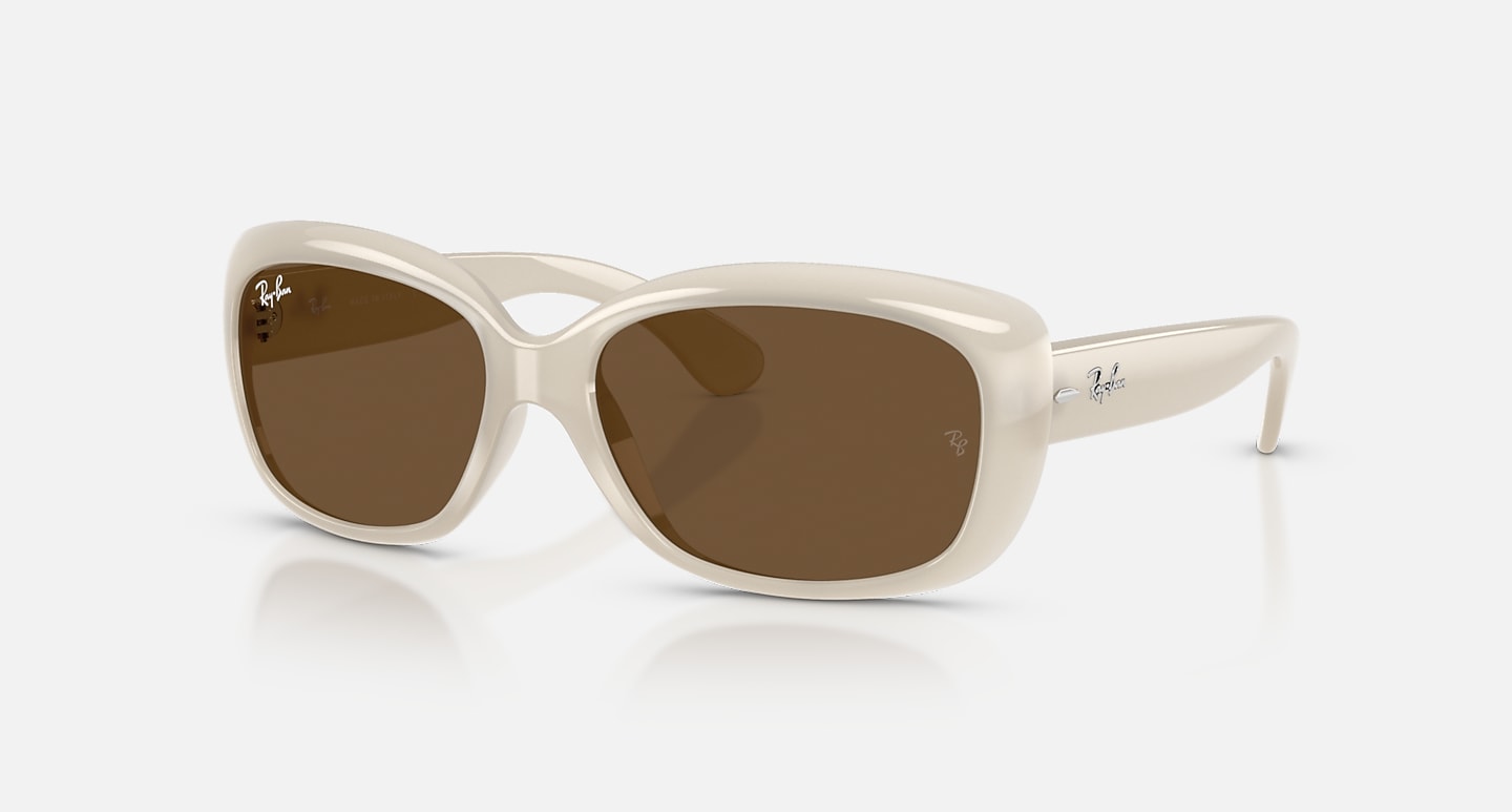 Jackie Ohh Matte Opal Ivory w/ Dark Brown Lense