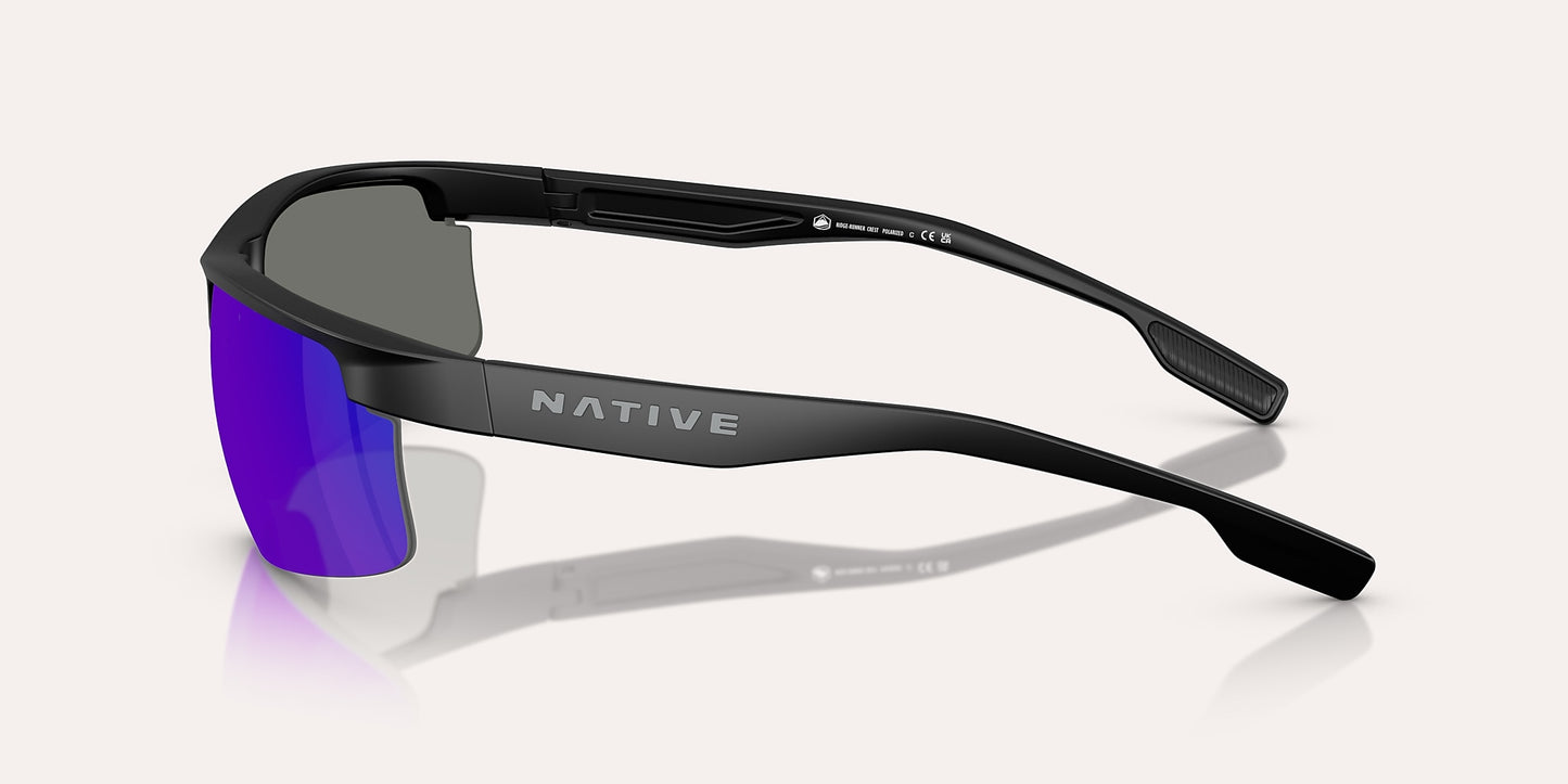 Ridge Runner Crest Matte Black w/ Blue Reflex Polarized