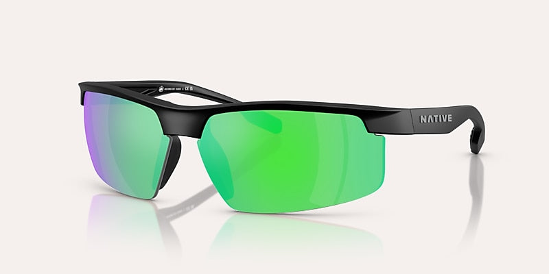 Ridge Runner Crest Matte Black w/ Green Reflex Polarized