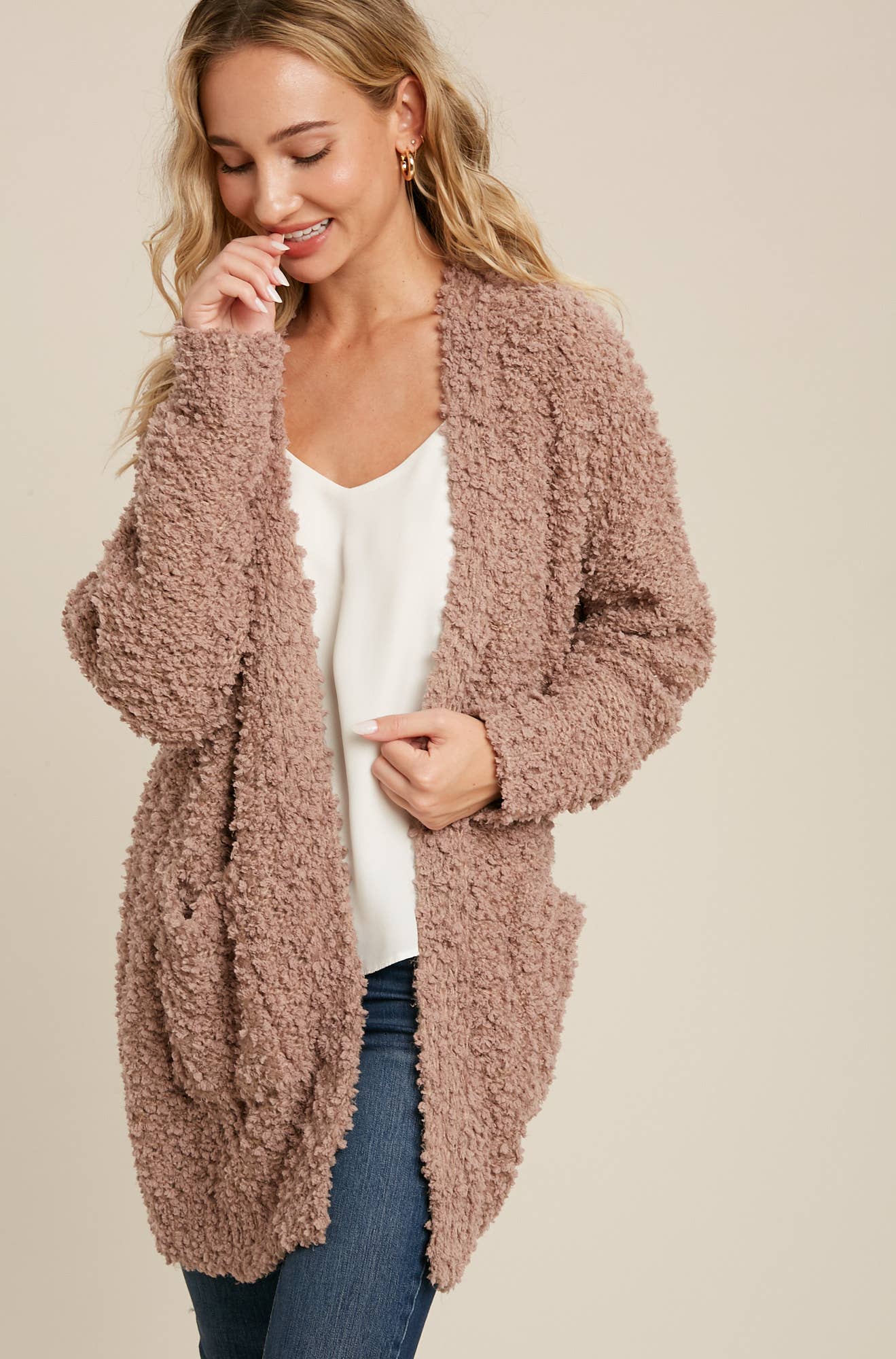 Fluffy Open Front Cardigan