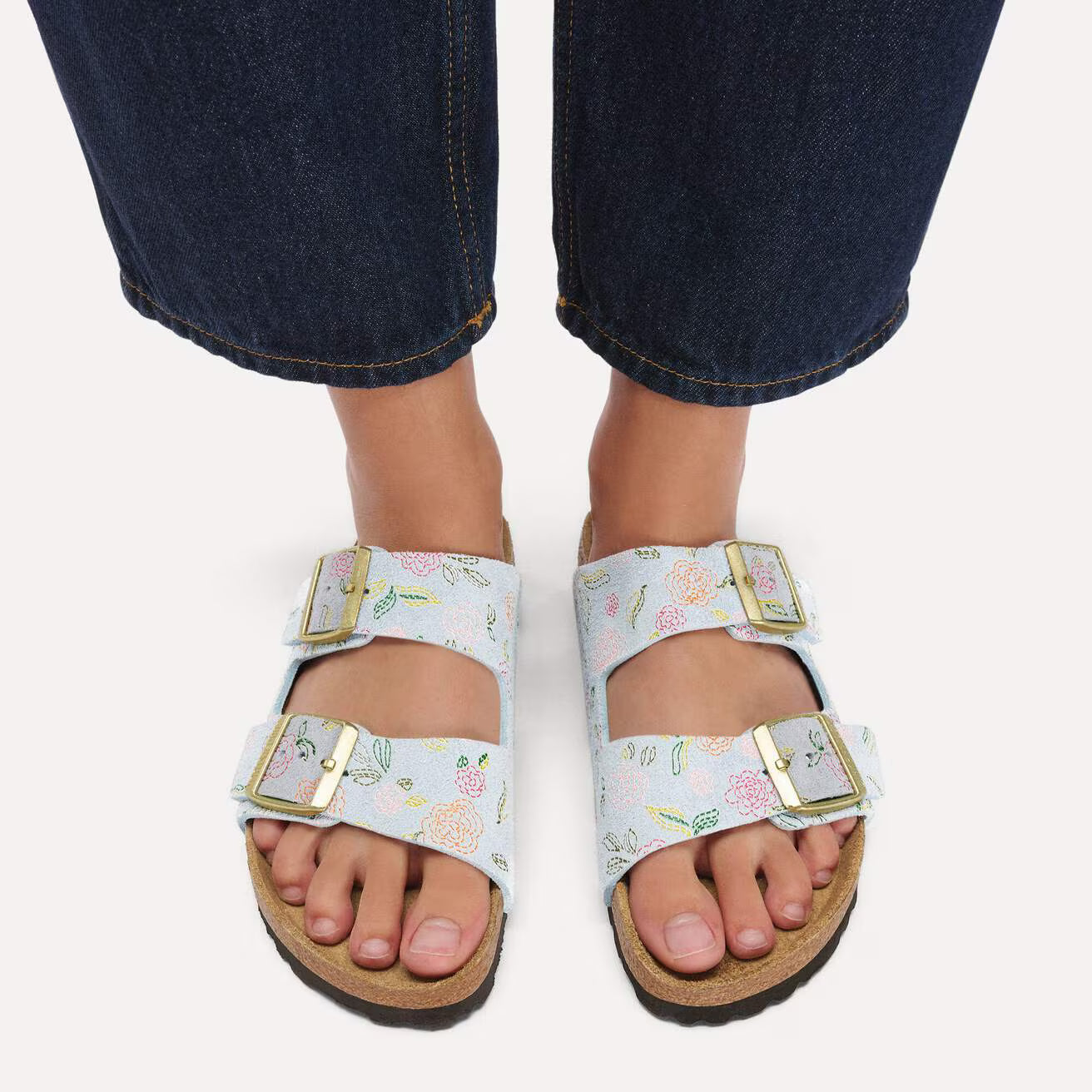 Arizona Suede Leather - Baby Blue Flower Print