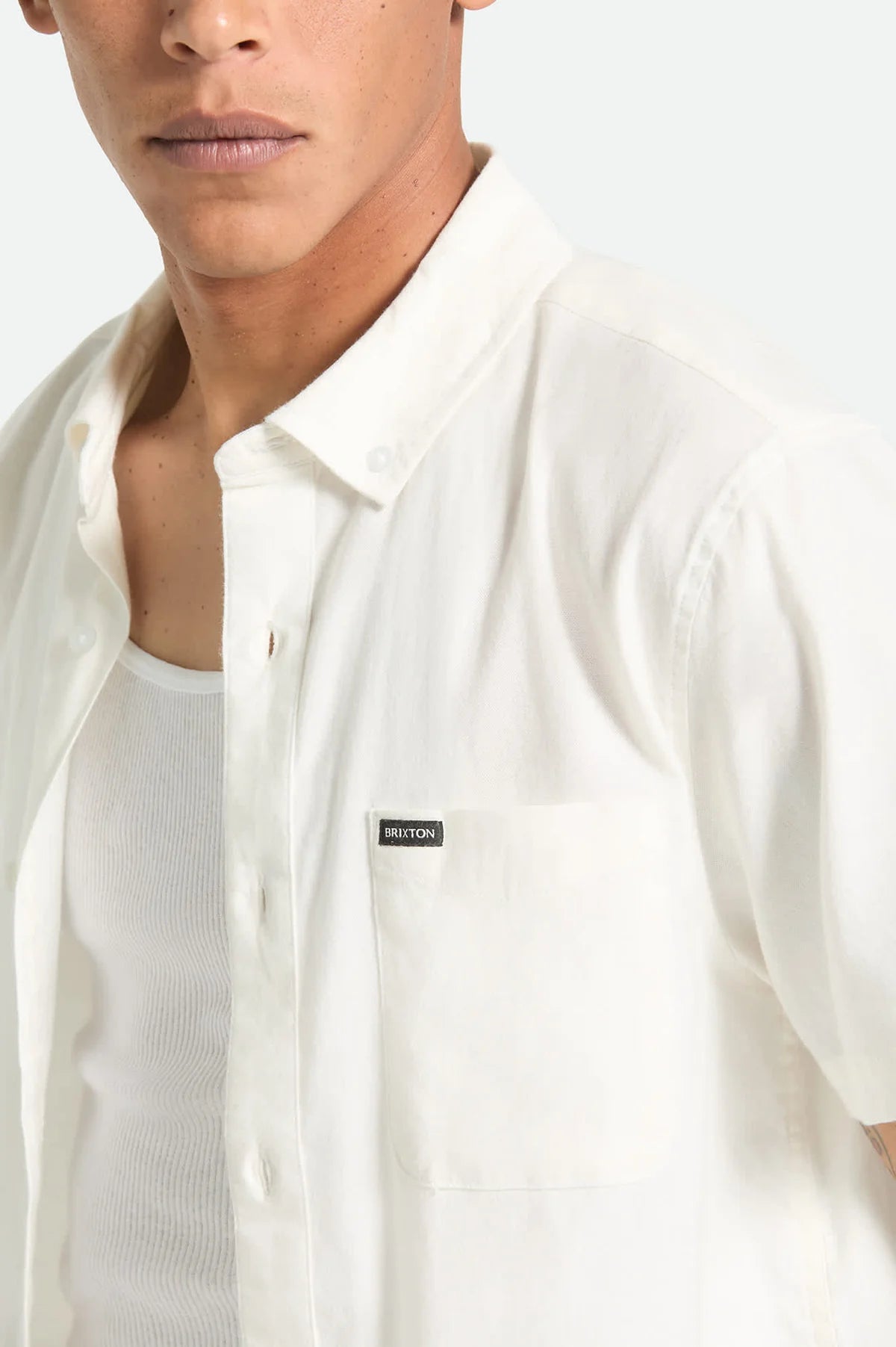 Brixton Sanford Oxford S/S Shirt - Off-White