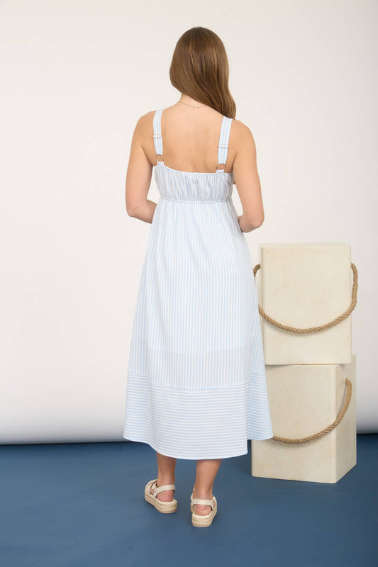 Stripe Sweetheart Dress - Light Blue