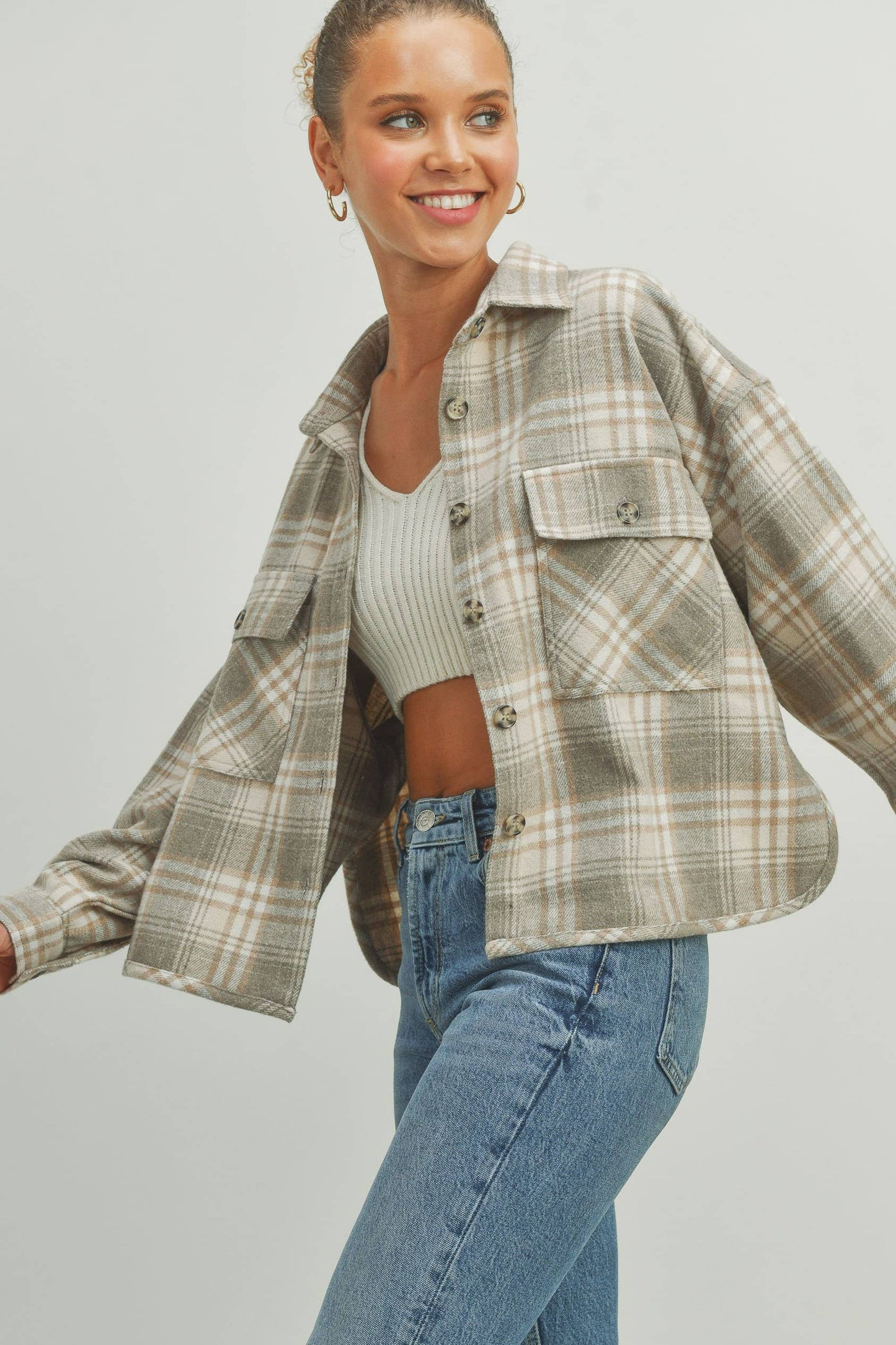 Plaid Cropped Shacket