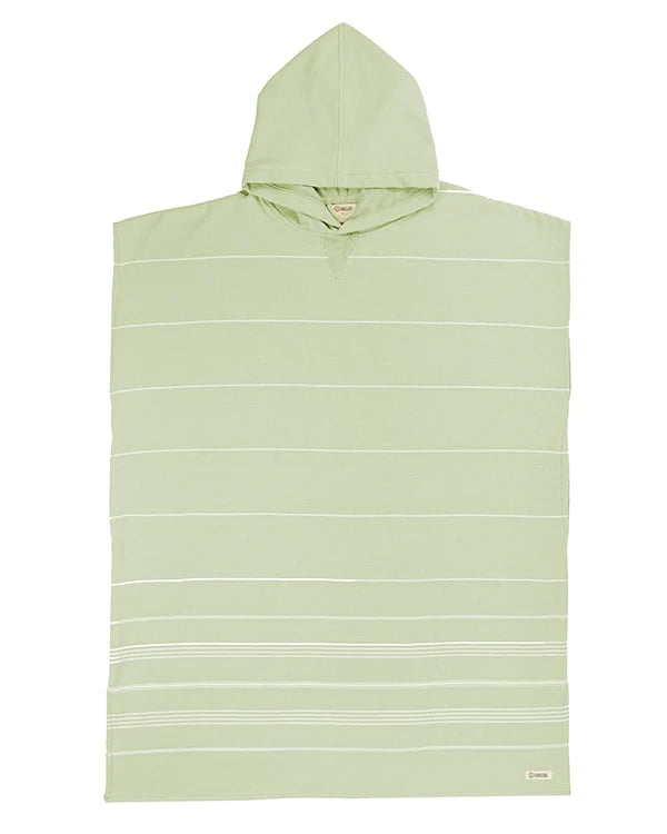 Sand Cloud Border Classic Stripe Hooded Poncho - Celadon Green