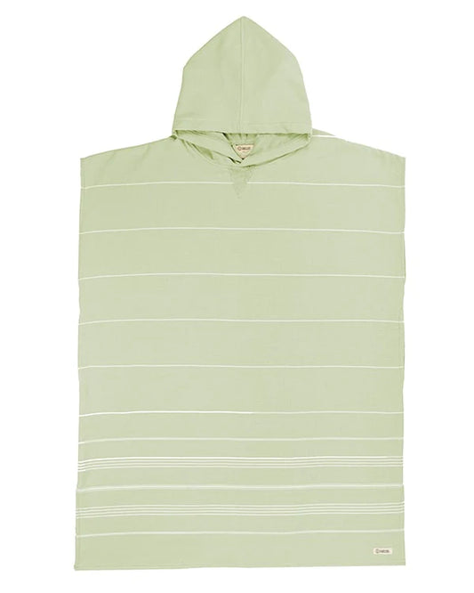 Sand Cloud Border Classic Stripe Hooded Poncho - Celadon Green