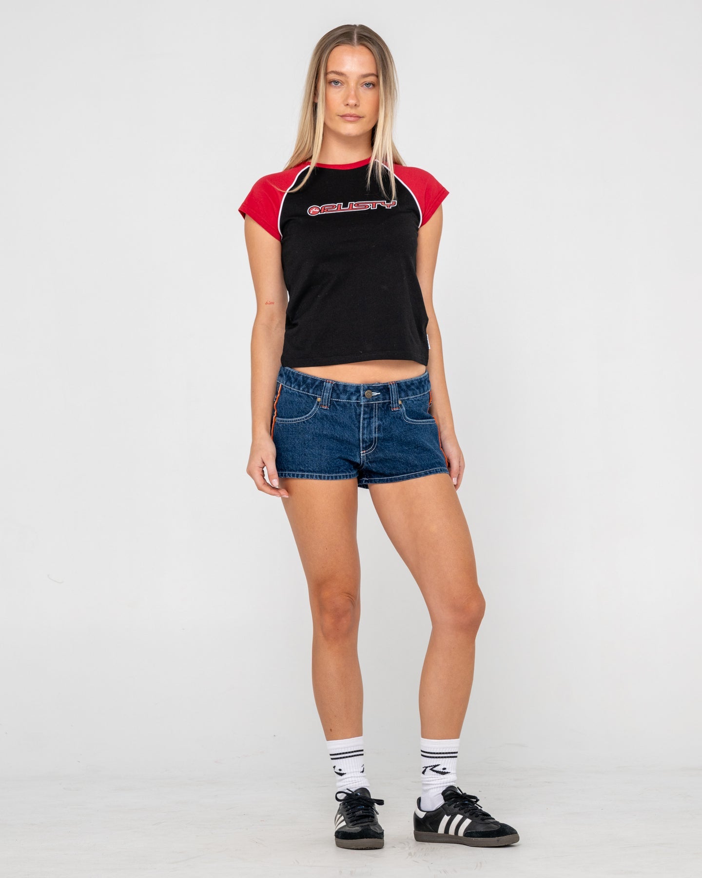 Rusty Archived Raglan Baby Tee - Black