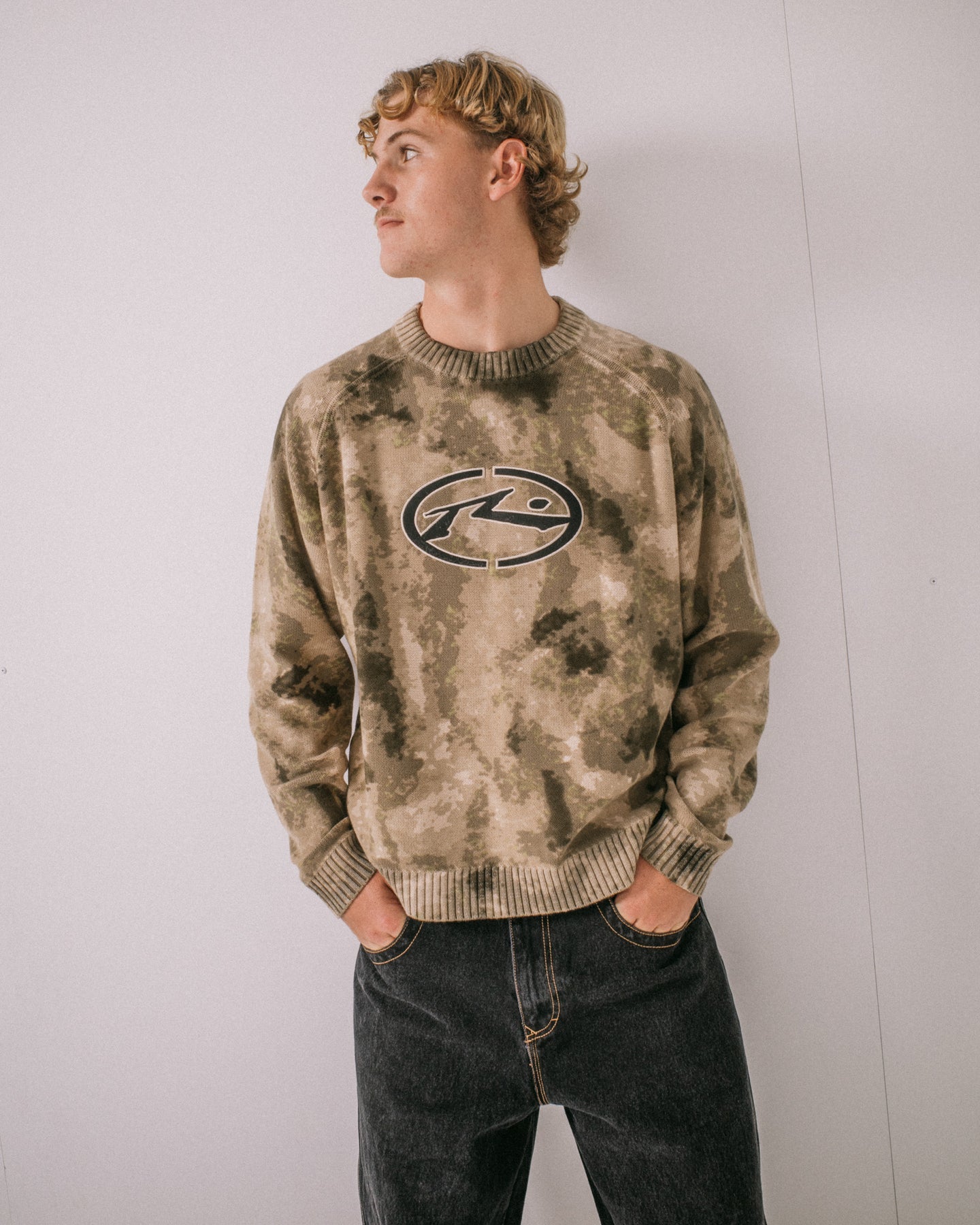 Rusty Camo Ice Printed Crew - Camo Ice