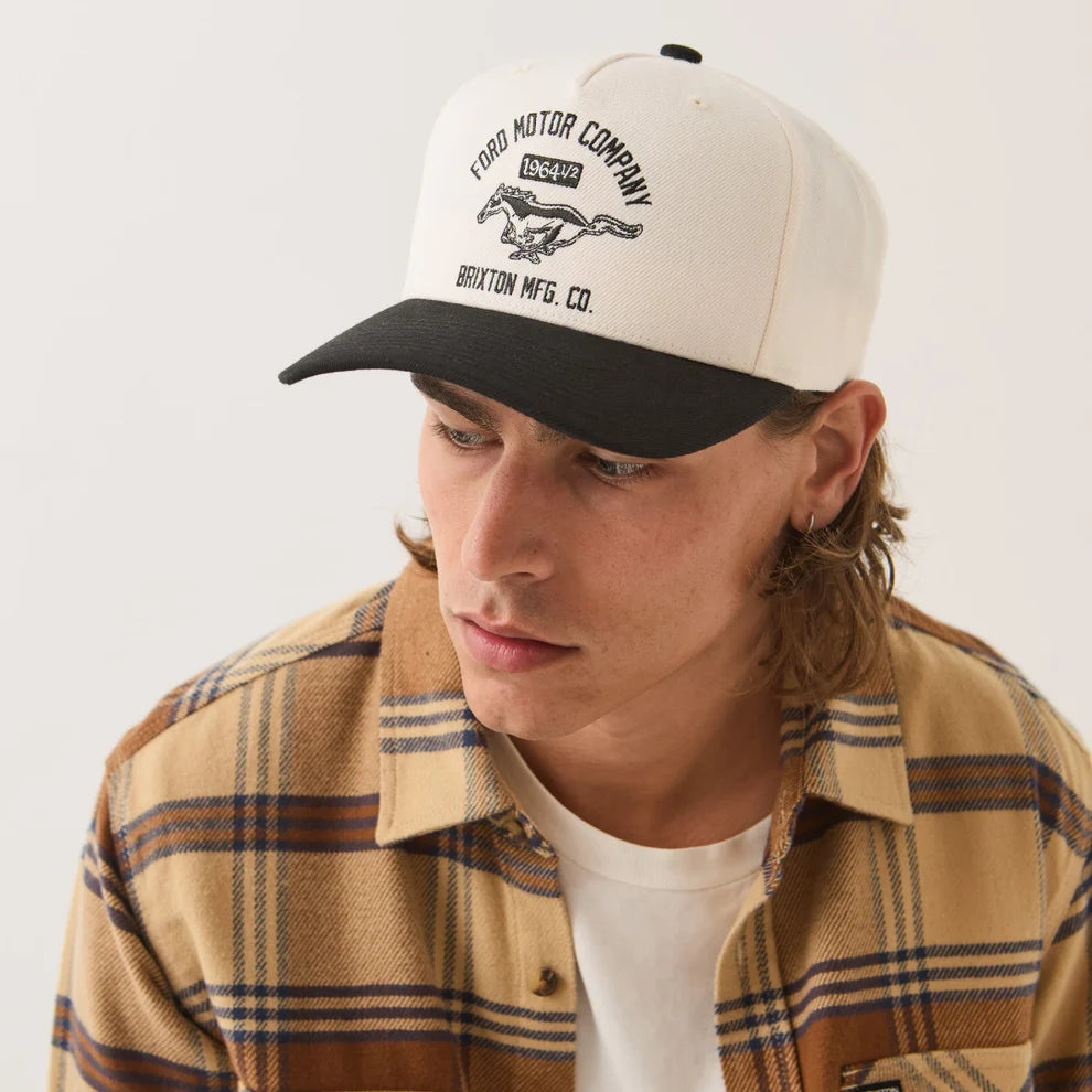 Brixton x Ford Mustang SnapBack Hat - Wimbledon White/Burnt Rubber
