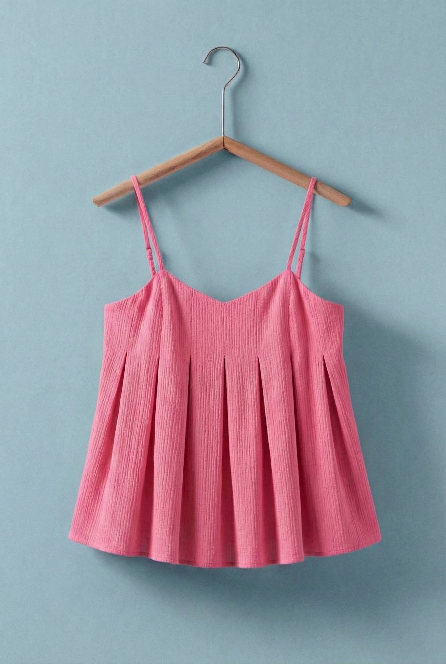 Seashell Print Empire Waist Cami Top: CANDY PINK
