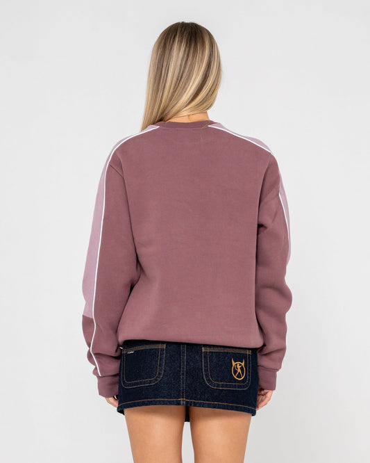 Rusty Two Timer Paneled Crew Fleece - Cadet/Elderberry