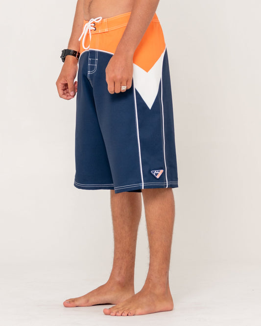 Straight Pipe Fixed Waist Boardshort - Navy Blue