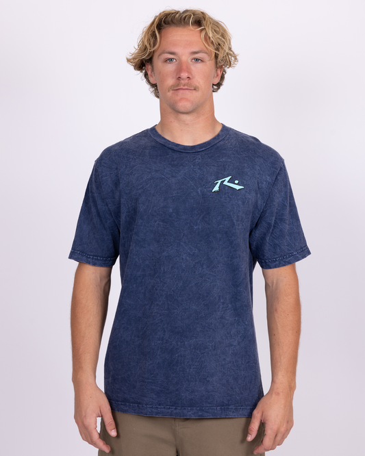 Zig Zag S/S Tee - Navy Acid