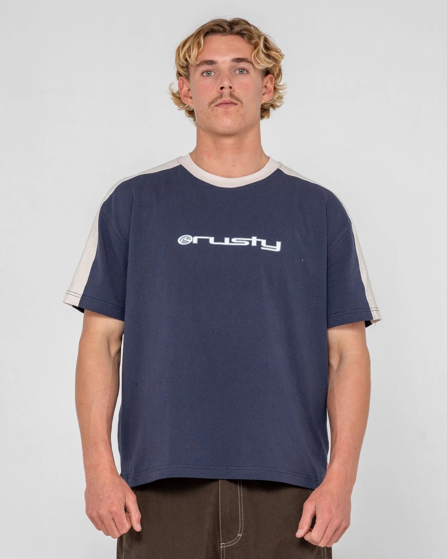Rusty Weapon Cropped Ringer Tee - Dark Blue
