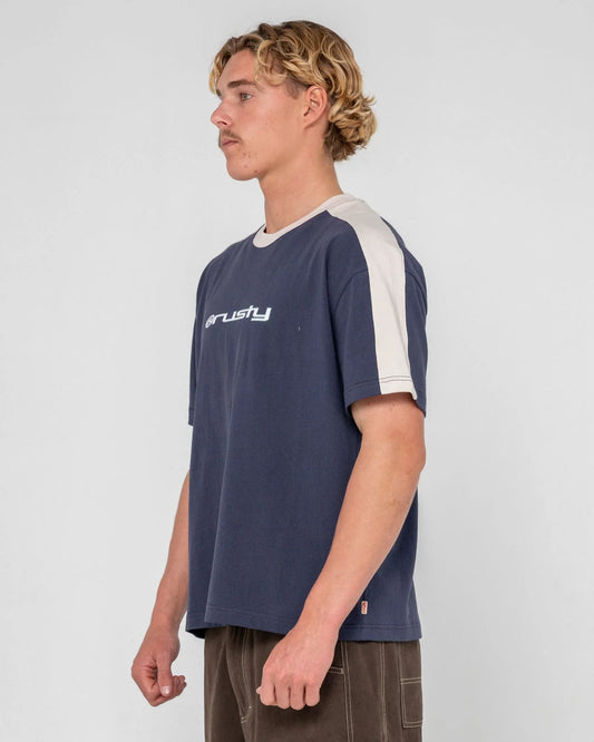 Rusty Weapon Cropped Ringer Tee - Dark Blue