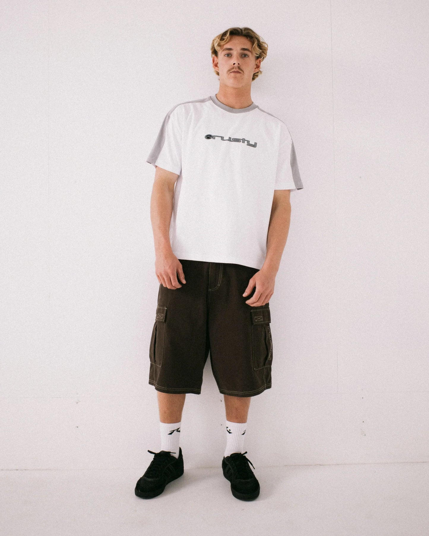 Rusty Weapon Cropped Ringer Tee - White