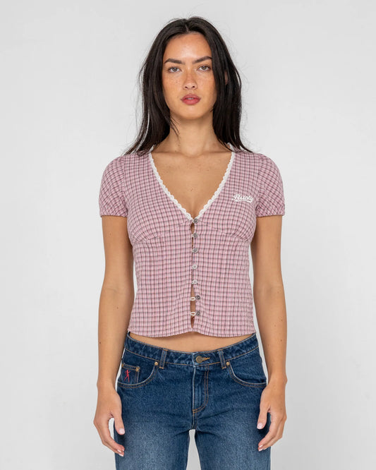 Peggy Sue Button Down Blouse - Pink-A-Boo