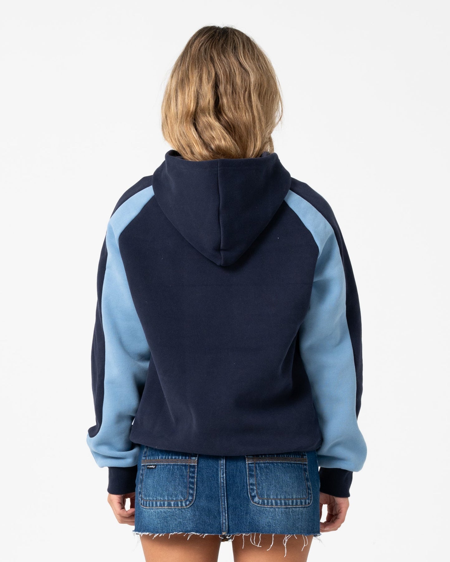Rusty Black Splice Oversized Hooded Fleece - Navy