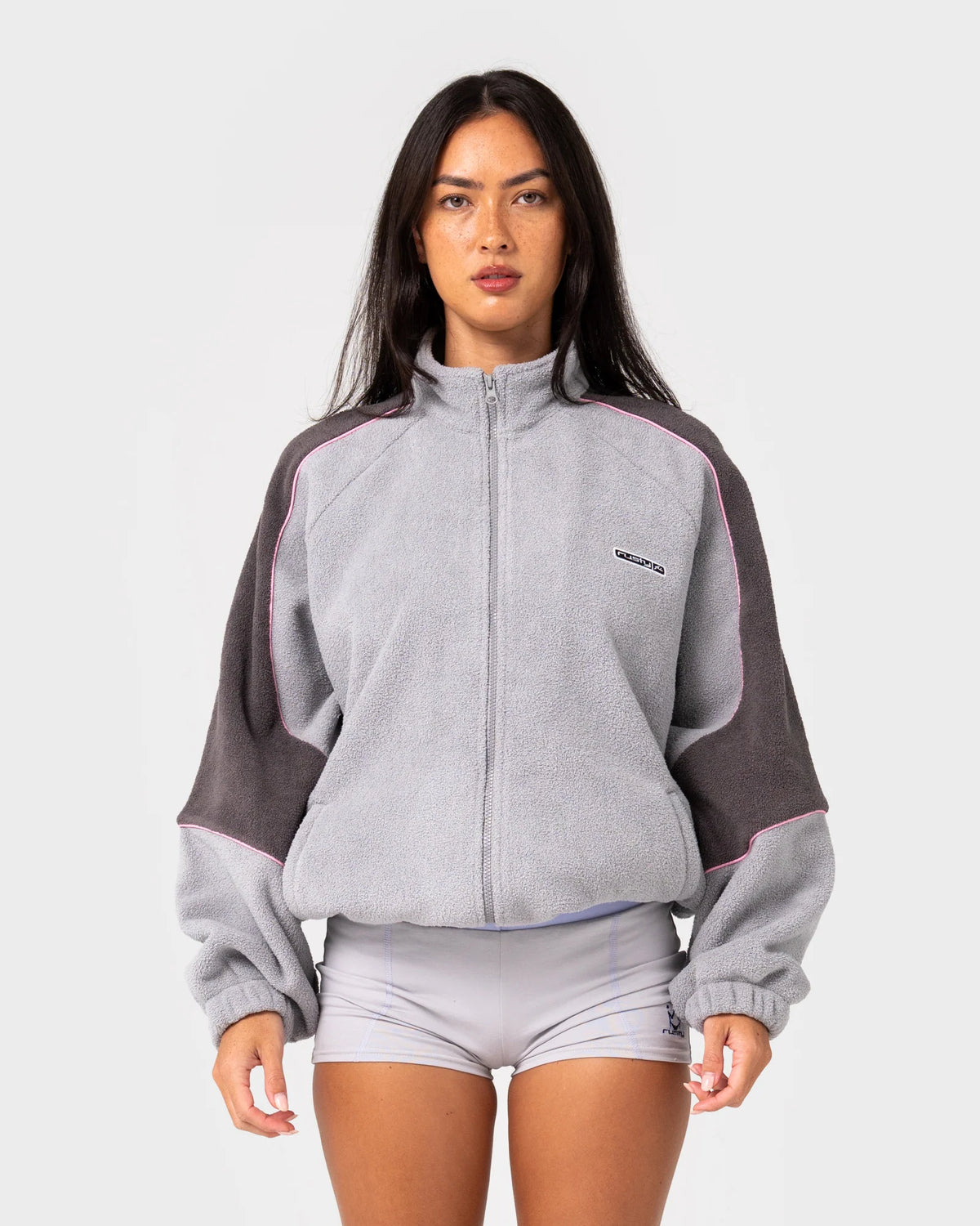 Rusty Coach Zip Through Sherpa Fleece - Ultimate Grey
