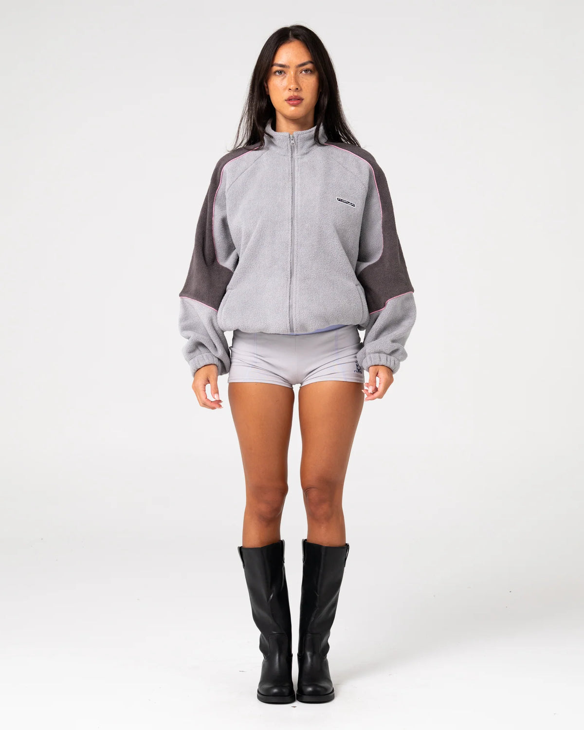 Rusty Coach Zip Through Sherpa Fleece - Ultimate Grey