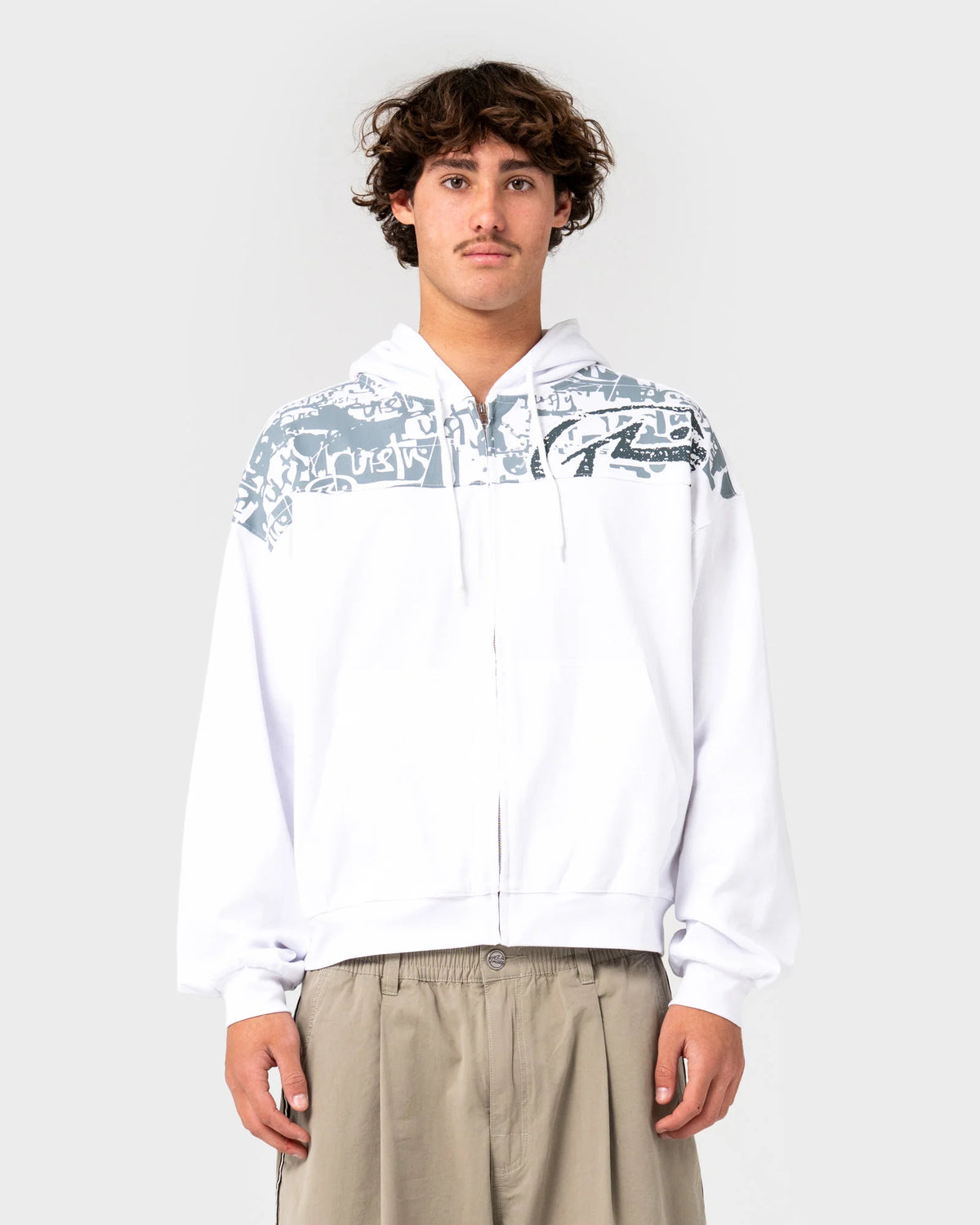 Rusty Chief Keef Lightweight Zip-Thru Hoodie - White