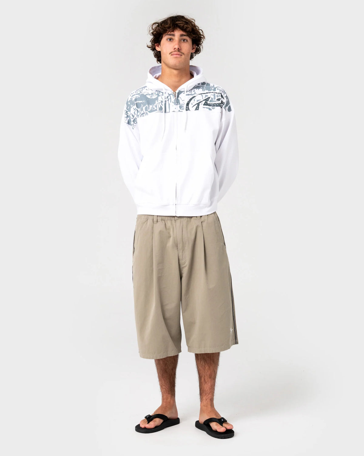 Rusty Chief Keef Lightweight Zip-Thru Hoodie - White