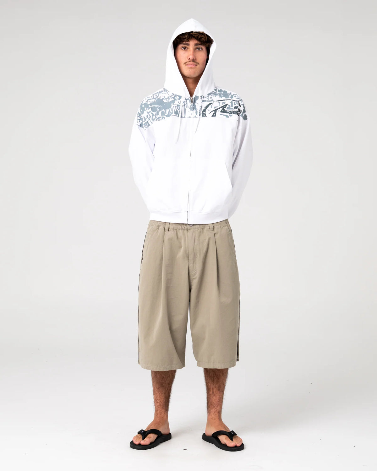 Rusty Chief Keef Lightweight Zip-Thru Hoodie - White