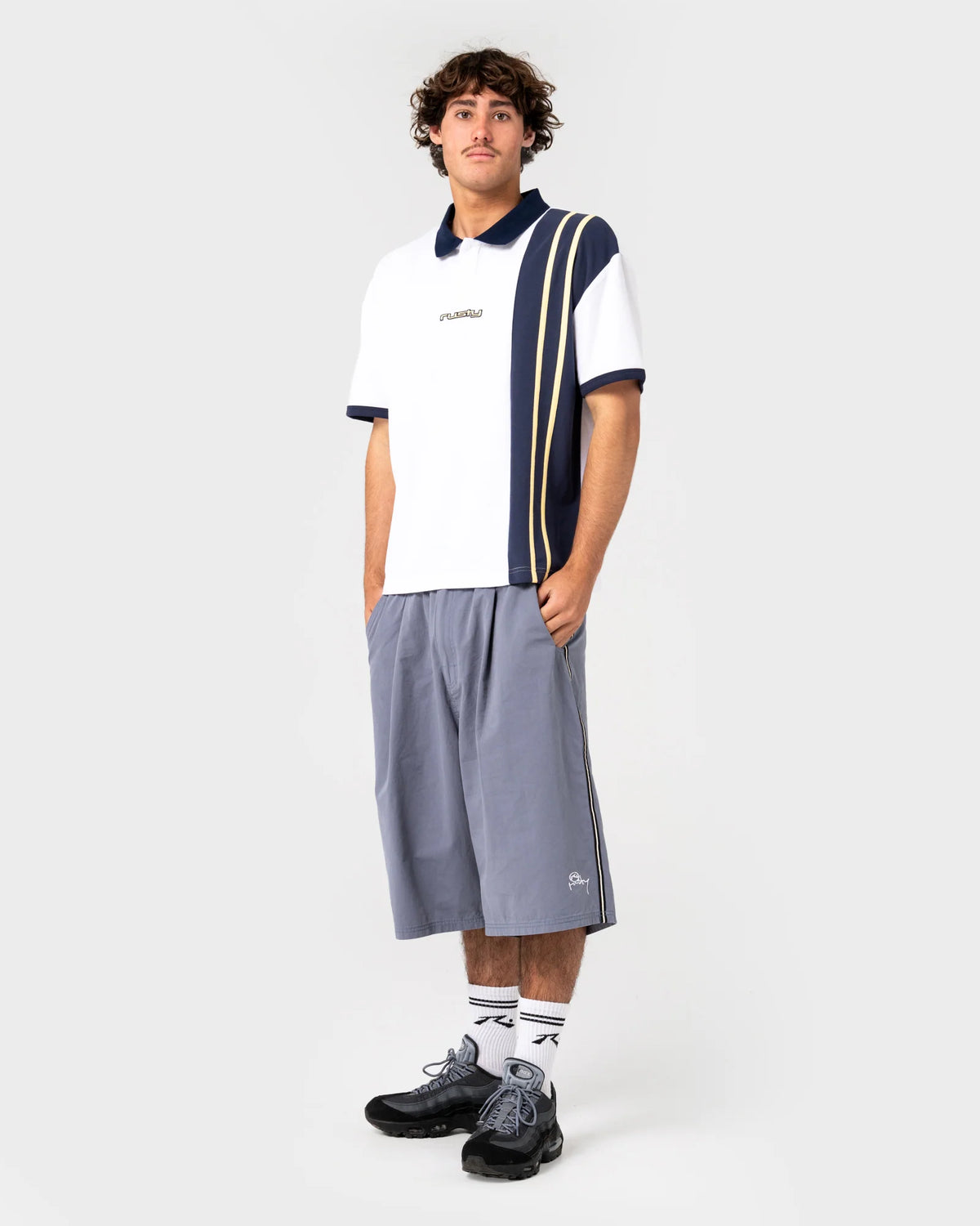 Rusty Prestige Short Sleeve Polo - White