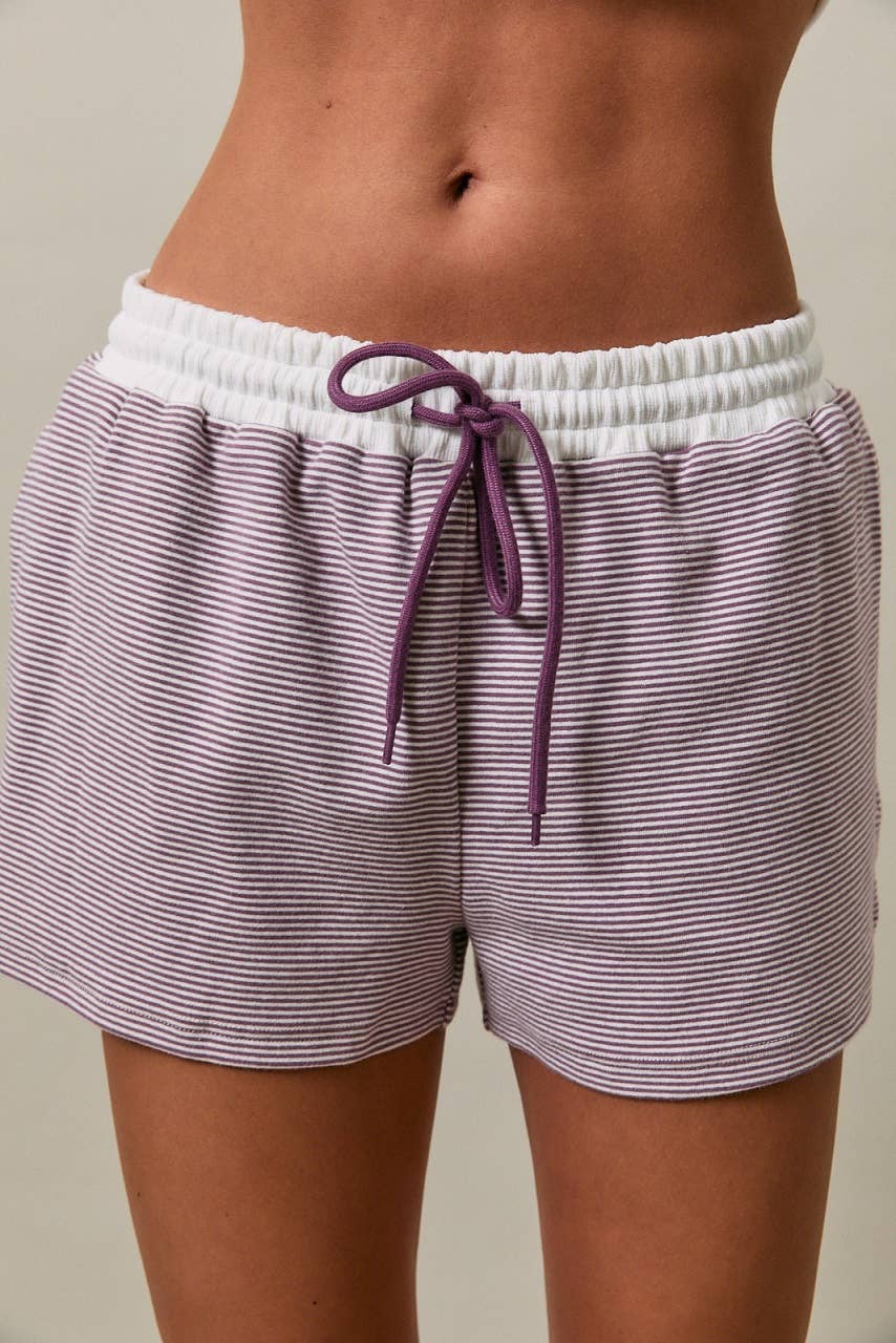 Stripe Shorts - Lavender & Cream Stripe
