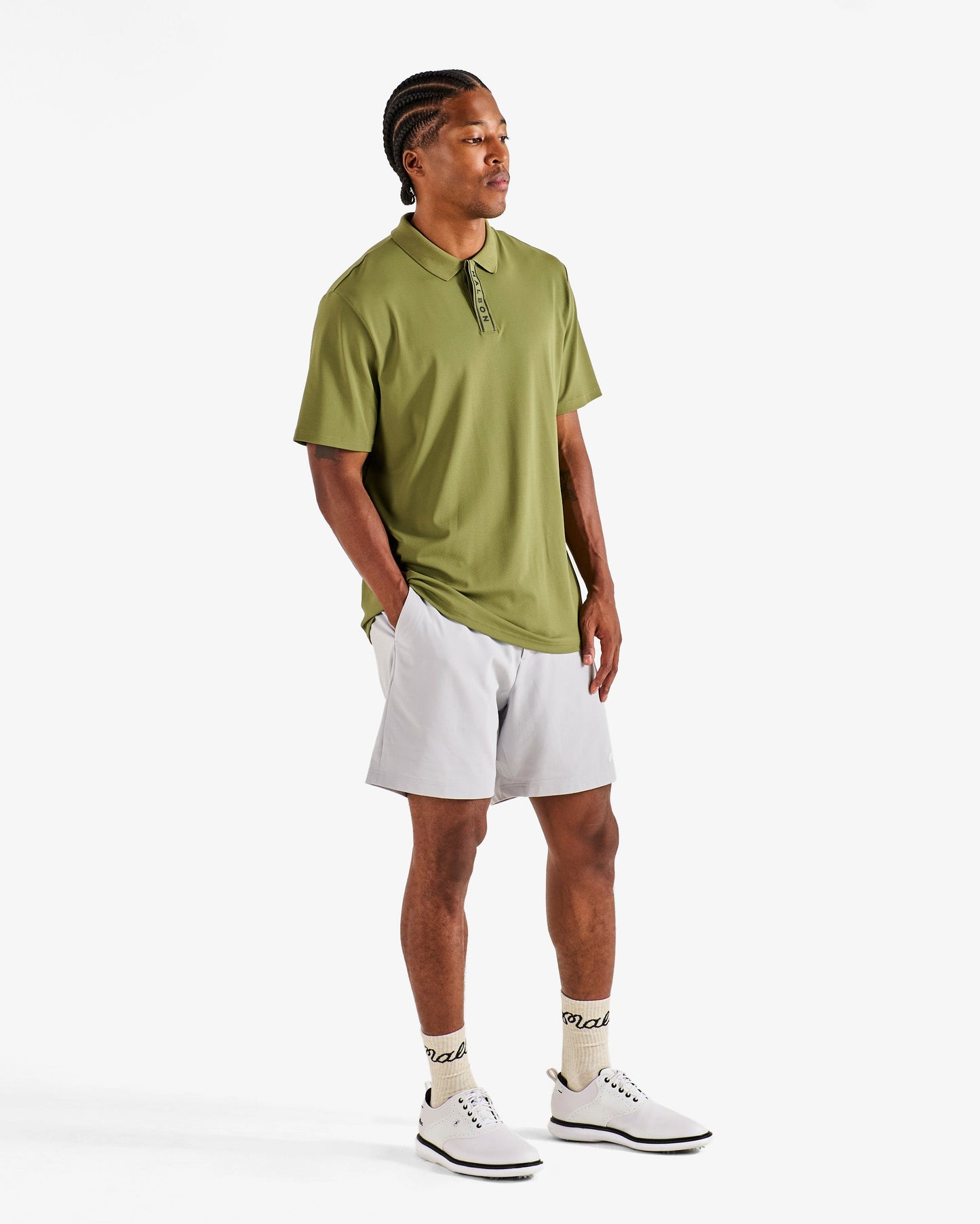 Malbon Block Placket Polo - Military Green