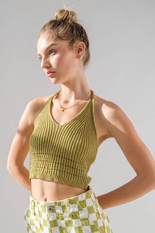 Crochet Halter Neck: LIME