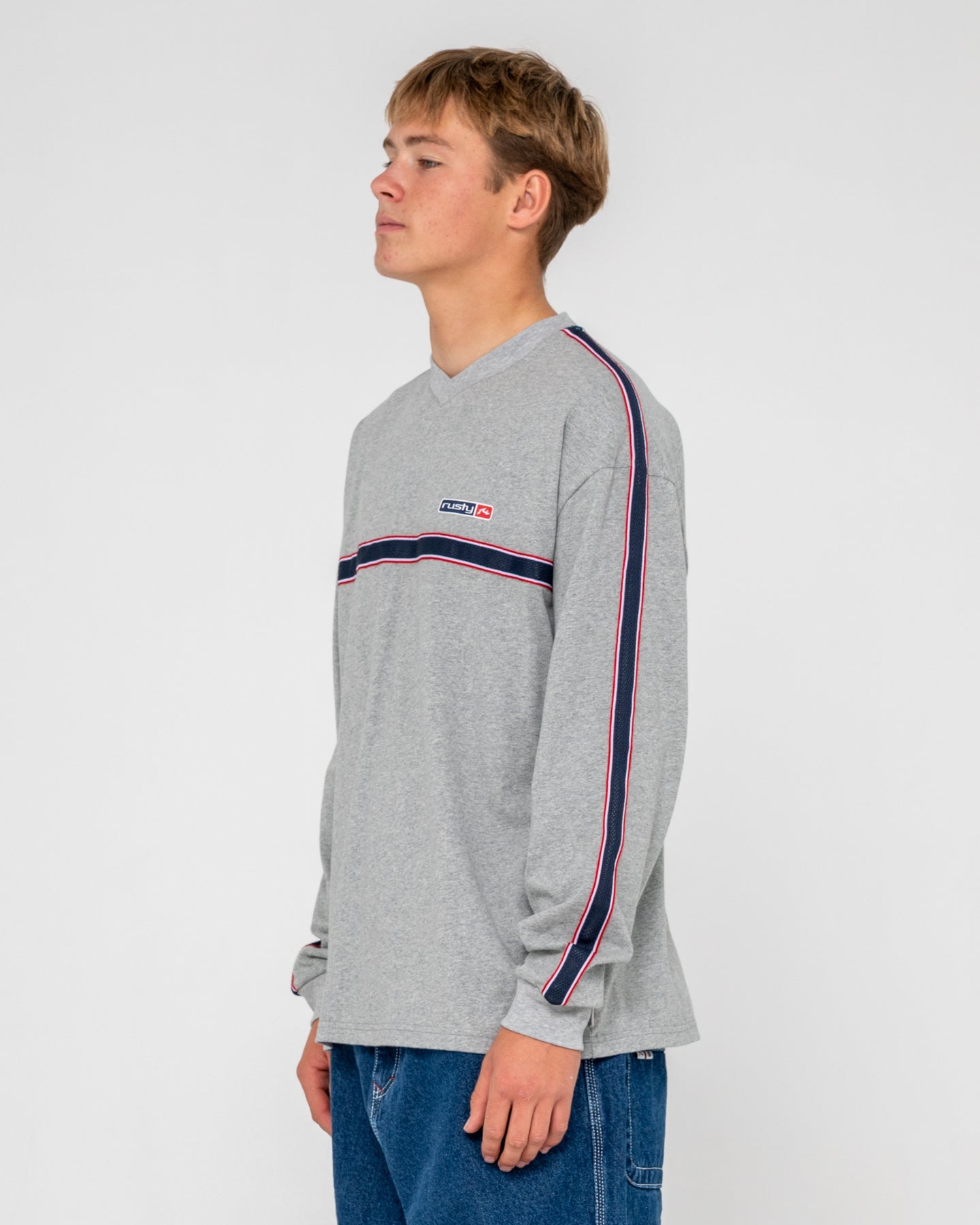 Rusty V-Money L/S Tee - Grey Marle