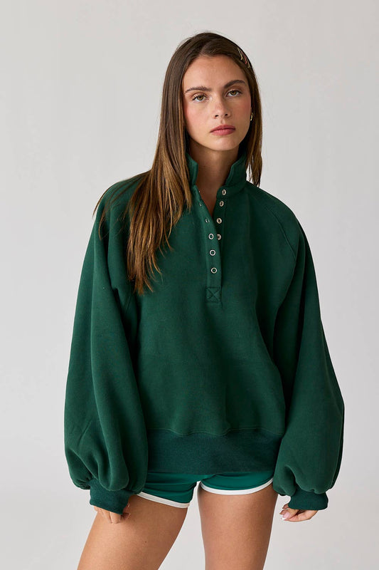 Button Up Crew neck: Hunter Green