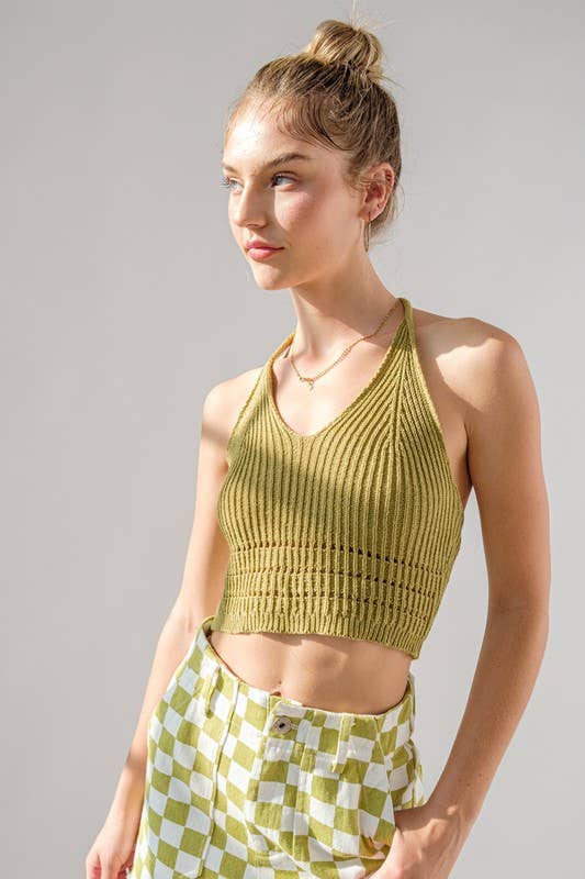 Crochet Halter Neck: LIME