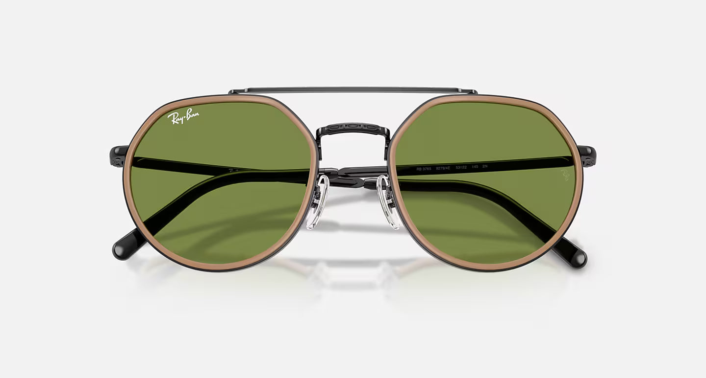 RB3765 Polished Black w/ Green Lens