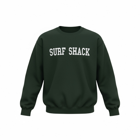 Surf Shack Embroidered Crewneck Sweatshirt - Forest Green