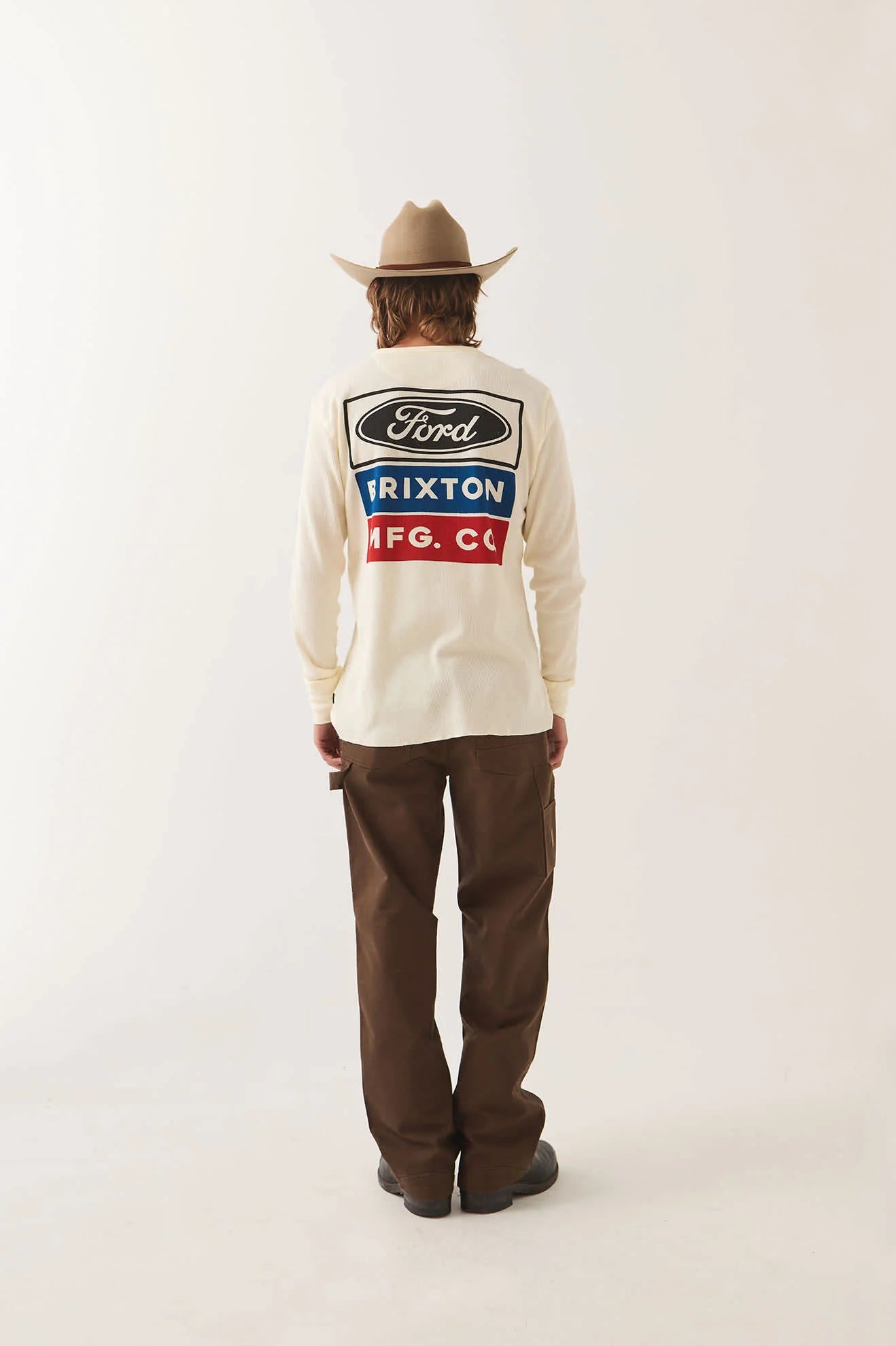 Brixton x Ford Service Dept. L/S Waffle Knit - Wimbledon White