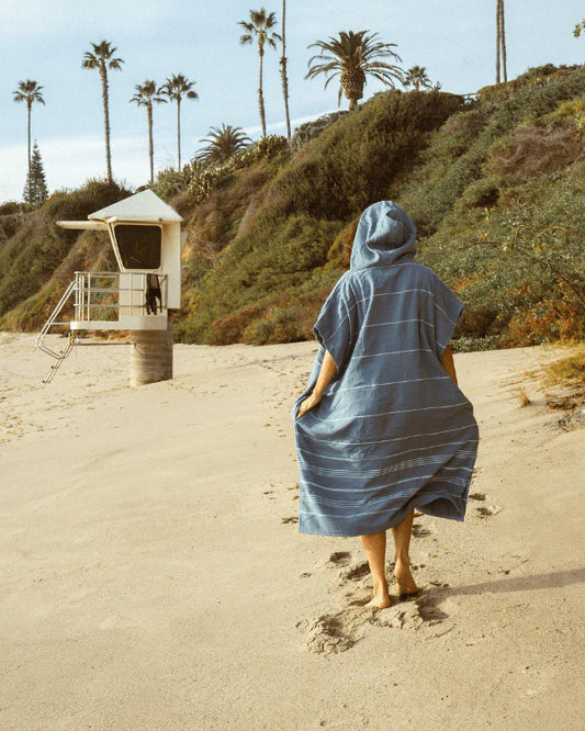 Sand Cloud Classic Stripe Hooded Poncho Slate Blue