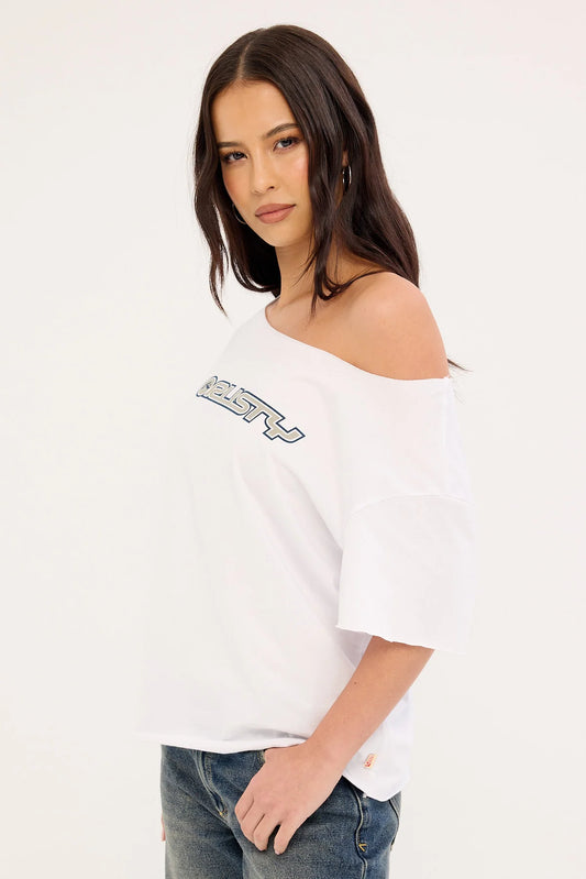 New But Old Off Shoulder Tee - Vintage White