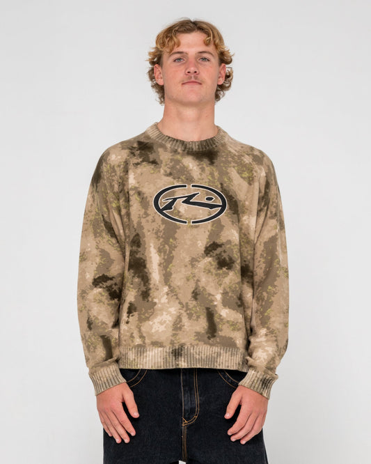 Rusty Camo Ice Printed Crew - Camo Ice