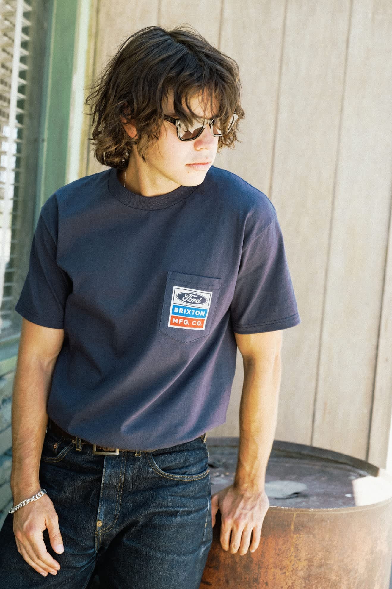 Brixton x Ford Service Dept. Pocket Tee - American Navy