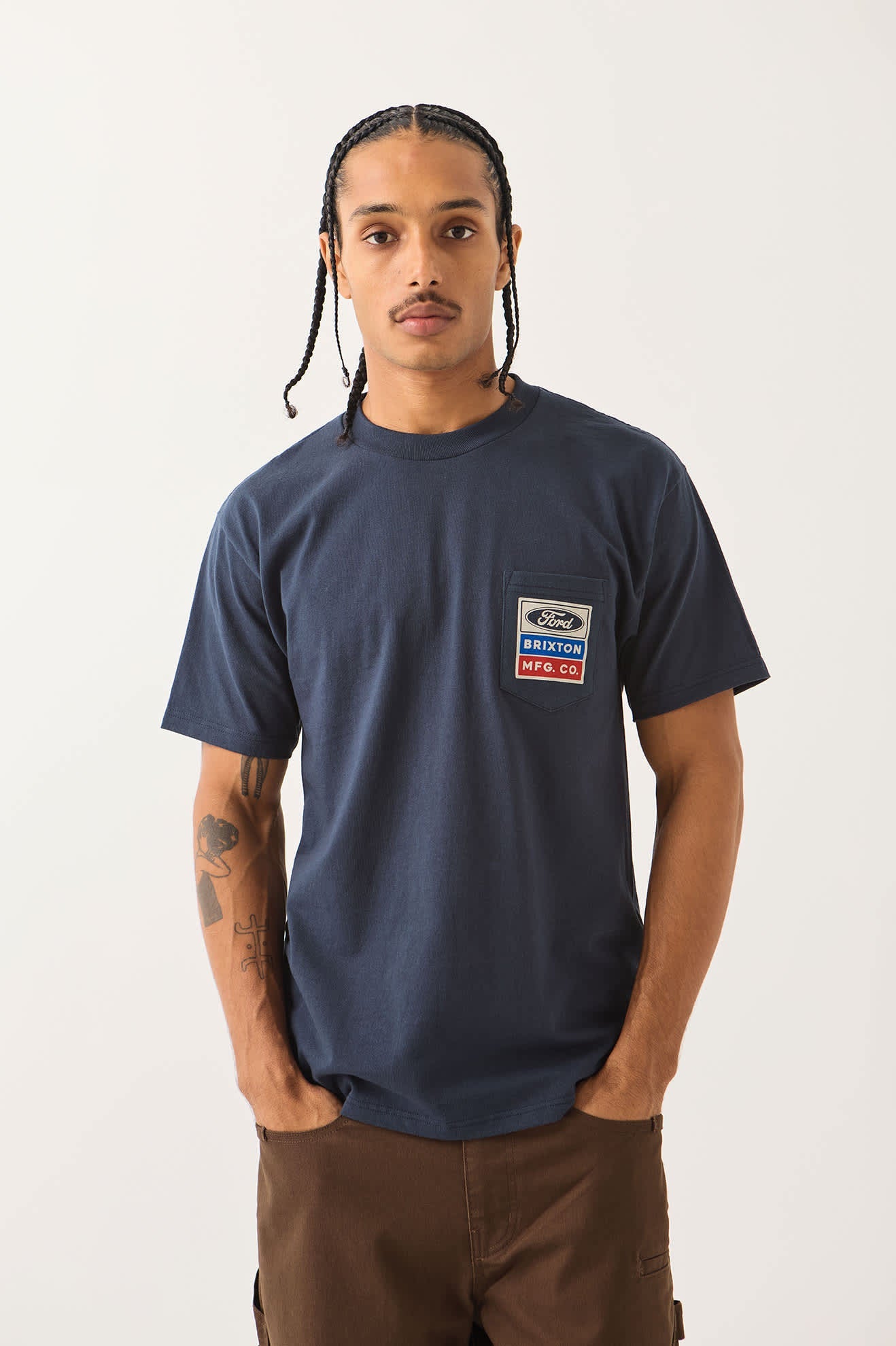 Brixton x Ford Service Dept. Pocket Tee - American Navy