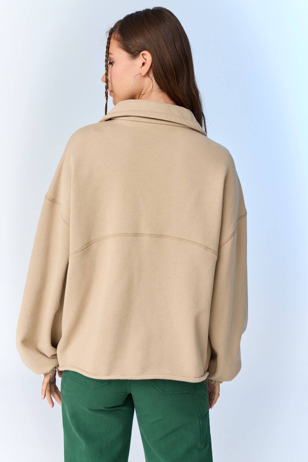 Oversized Half-Zip: Taupe