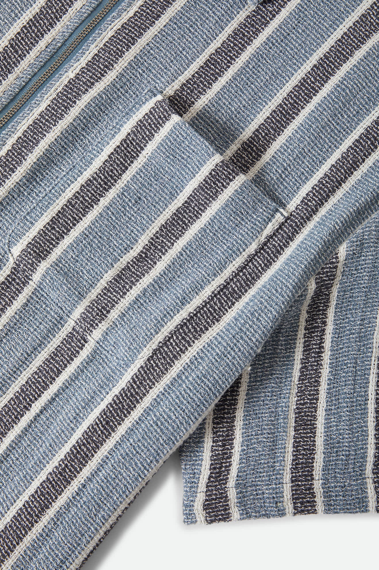 Brixton Dexter Textured Stripe S/S F/Z Shirt - Black / Dusty Blue